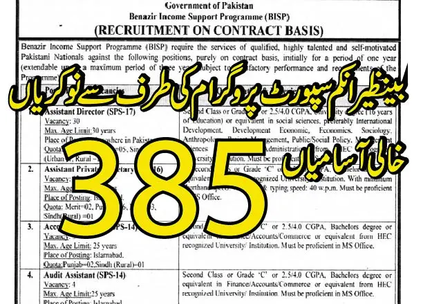 BISP Jobs 2021 01